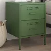 Image de vidaXL Table de chevet vert olive 36x39x50,5 cm acier842930