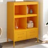 Image de vidaXL Buffet haut jaune moutarde 68x39x101,5 cm acier laminé à froid