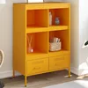 Image de vidaXL Buffet haut jaune moutarde 68x39x101,5 cm acier