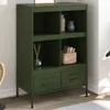 Image de vidaXL Buffet haut vert olive 68x39x101,5 cm acier843106