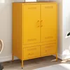 Image de vidaXL Vidaxl Buffet Haut Jaune Moutarde 68x39x101,5 Cm Acier