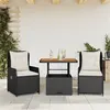 Image de vidaXL Ensemble de bistro 3 pcs avec coussins noir résine tressée