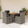 Image de Vidaxl Ensemble Ã Manger De Jardin 5 Pcs Coussins Gris RÃ©sine TressÃ©e