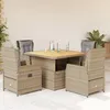 Image de Vidaxl Ensemble Ã Manger De Jardin Avec Coussins 5pcs Beige Poly Rotin