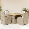 Image de vidaXL Ensemble à manger de jardin avec coussins 5pcs Beige poly rotin