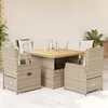 Image de Vidaxl Ensemble Ã Manger De Jardin Avec Coussins 5pcs Beige Poly Rotin