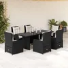 Image de Vidaxl Ensemble Ã Manger De Jardin Coussins 7pcs Noir RÃ©sine TressÃ©e
