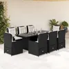 Image de Vidaxl Ensemble Ã Manger De Jardin 9pcs Coussins Noir RÃ©sine TressÃ©e