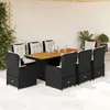 Image de vidaXL Ensemble à manger de jardin 9pcs coussins noir résine tressée