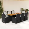 Image de Vidaxl Ensemble Ã Manger De Jardin 9pcs Coussins Noir RÃ©sine TressÃ©e