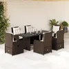 Image de vidaXL Ensemble à manger de jardin et coussins 7 pcs marron rotin