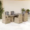 Image de Vidaxl Ensemble Ã Manger De Jardin Et Coussins 7 Pcs Beige Poly Rotin