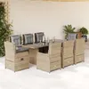 Image de vidaXL Ensemble à manger de jardin et coussins 9 pcs beige Poly rotin