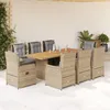 Image de Vidaxl Ensemble Ã Manger De Jardin Et Coussins 9 Pcs Beige Poly Rotin
