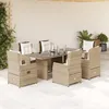 Image de Vidaxl Ensemble Ã Manger De Jardin Et Coussins 7 Pcs Beige Poly Rotin