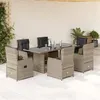 Image de vidaXL Ensemble à manger de jardin et coussins 7 pcs gris clair rotin