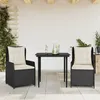 Image de Vidaxl Ensemble Ã Manger De Jardin Avec Coussins 3 Pcs Noir