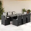 Image de Vidaxl Ensemble Ã Manger De Jardin 9pcs Coussins Noir RÃ©sine TressÃ©e
