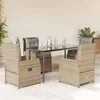 Image de vidaXL Ensemble Ã  manger de jardin avec coussins 5pcs Beige poly rotin