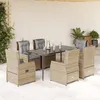 Image de vidaXL Ensemble Ã  manger de jardin et coussins 7 pcs beige poly rotin