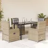 Image de vidaXL Ensemble Ã  manger de jardin avec coussins 5pcs Beige poly rotin