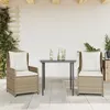 Image de Vidaxl Ensemble Ã Manger De Jardin Et Coussins 3 Pcs Beige Poly Rotin