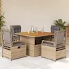 Image de vidaXL Vidaxl Ensemble À Manger De Jardin Avec Coussins 5pcs Beige Poly Rotin