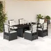 Image de vidaXL Ensemble à manger de jardin coussins 7pcs Noir Résine tressée