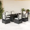 Image de Vidaxl Ensemble Ã Manger De Jardin Coussins 7pcs Noir RÃ©sine TressÃ©e
