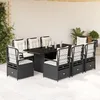 Image de vidaXL Vidaxl Ensemble À Manger De Jardin 9pcs Coussins Noir Résine Tressée