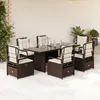 Image de Vidaxl Ensemble Ã Manger De Jardin Et Coussins 7 Pcs Marron Rotin