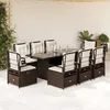 Image de Vidaxl Ensemble Ã Manger De Jardin Et Coussins 9 Pcs Marron Poly Rotin