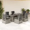 Image de vidaXL Ensemble à manger de jardin et coussins 7 pcs gris rotin