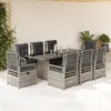 Image de Vidaxl Ensemble Ã Manger De Jardin 9 Pcs Coussins Gris RÃ©sine TressÃ©e