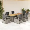 Image de Vidaxl Ensemble Ã Manger De Jardin Et Coussins 7 Pcs Gris Rotin