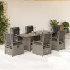Image de vidaXL Ensemble à manger de jardin et coussins 7 pcs gris clair rotin