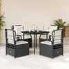 Image de Vidaxl Ensemble Ã Manger De Jardin Coussins 5pcs Noir RÃ©sine TressÃ©e