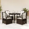 Image de Vidaxl Ensemble Ã Manger De Jardin 5 Pcs Et Coussins Marron Poly Rotin