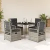 Image de Vidaxl Ensemble Ã Manger De Jardin 5 Pcs Coussins Gris RÃ©sine TressÃ©e