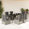 Image de vidaXL Ensemble Ã  manger de jardin et coussins 7 pcs gris rotin