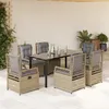 Image de Vidaxl Ensemble Ã Manger De Jardin Et Coussins 7 Pcs Beige Poly Rotin