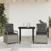 Image de Vidaxl Ensemble Ã Manger De Jardin 3pcs Coussins Gris Clair Poly Rotin