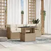 Image de Vidaxl Salon De Jardin Avec Coussins 5 Pcs Beige RÃ©sine TressÃ©e