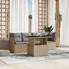 Image de Vidaxl Salon De Jardin Avec Coussins 5 Pcs Beige RÃ©sine TressÃ©e