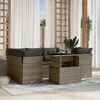 Image de Vidaxl Salon De Jardin Avec Coussins 7 Pcs Gris RÃ©sine TressÃ©e