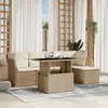 Image de Vidaxl Salon De Jardin Avec Coussins 6 Pcs Beige RÃ©sine TressÃ©e