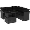 Image de Vidaxl Salon De Jardin 6 Pcs Avec Coussins Noir RÃ©sine TressÃ©e