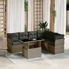 Image de Vidaxl Salon De Jardin Avec Coussins 7 Pcs Gris RÃ©sine TressÃ©e