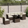 Image de Vidaxl Salon De Jardin Avec Coussins 7 Pcs Marron RÃ©sine TressÃ©e
