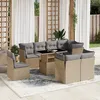 Image de Vidaxl Salon De Jardin Avec Coussins 9 Pcs Beige RÃ©sine TressÃ©e